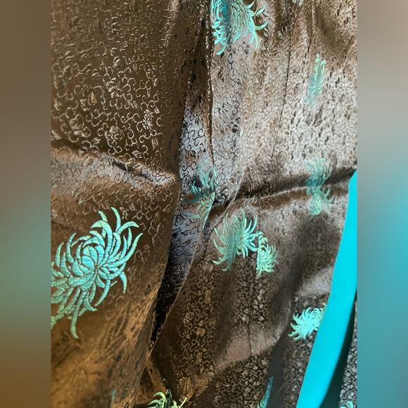 Beautiful Black W/ Tropical Flowers Blazer & Blue Short Sleeve Maxi Dress XL - Picture 5 of 7